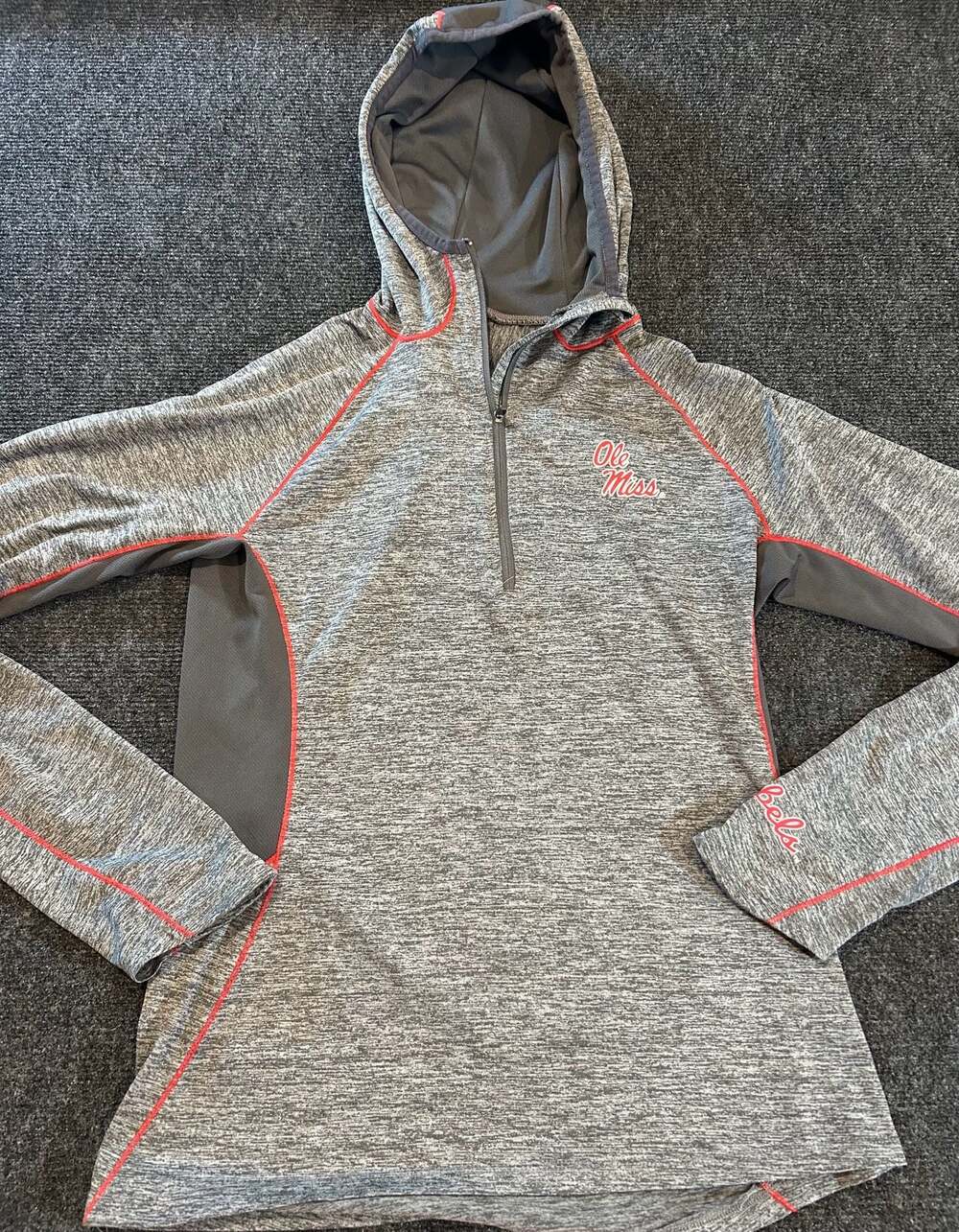 Colosseum Ole Miss Rebels Womens 1/4 Zip Athletic Hooded Pullover Size M